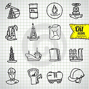 Oil and petroleum icon set, flat vector illustration