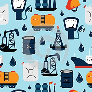 Oil and petroleum icon set, flat vector illustration