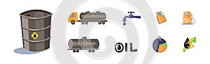 Oil Petroleum Industry as Extraction and Refining of Fuel Vector Set