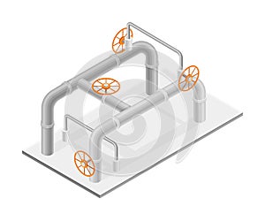 Oil or Petroleum Industry with Pipeline for Transporting Process Isometric Vector Illustration