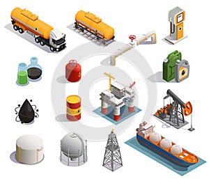 Oil Petroleum Isometric Icons