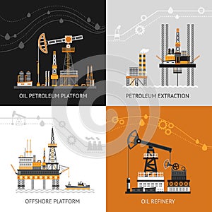 Oil Petroleum Platform Set