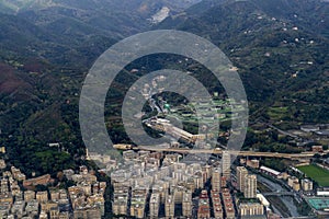 Oil petroleum refinery aerial view in genoa italy