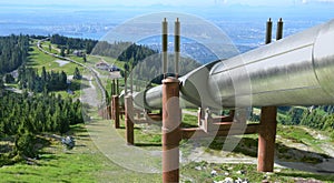 Oil Pipe Line Over Mountain