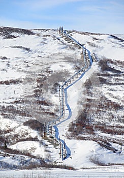 Oil Pipeline in the Alaska Range in Spring