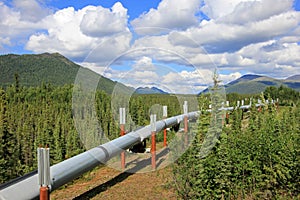 Oil pipeline along Dalton Highway, leading from Valdez, Fairbanks to Prudhoe Bay, Alaska, USA photo