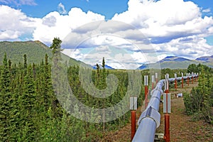 Oil pipeline along Dalton Highway, leading from Valdez, Fairbanks to Prudhoe Bay, Alaska, USA photo