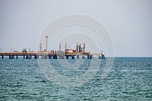 An oil pipeline and a dock for oil tankers