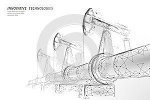 Oil pipeline low poly business concept. Finance economy polygonal petrol production. Petroleum fuel industry