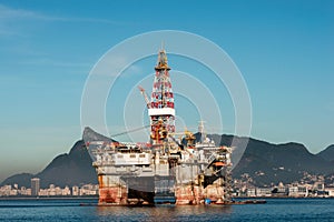 Oil Platform in Guanabara Bay in Rio de Janeiro, Brazil