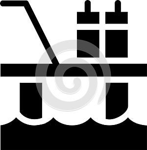 Oil Platform Icon With Glyph Style