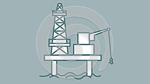 Oil Platform line icon on the Alpha Channel