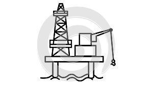 Oil Platform line icon on the Alpha Channel