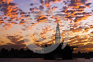 Oil Platform by Sunset in Rio de Janeiro