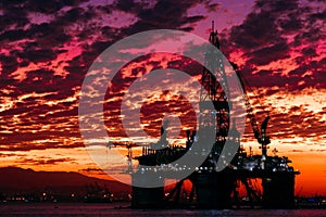 Oil Platform by Sunset in Rio de Janeiro