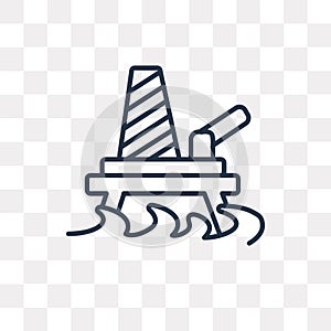 Oil platform vector icon isolated on transparent background, lin