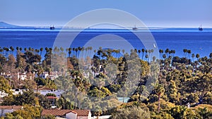 Oil Platforms Houses Buildings Pacific Ocean Santa Barbara California