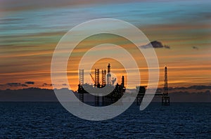 Oil platforms in North Sea photo