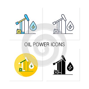 Oil power icons set