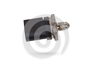 Oil pressure sensor of car isolated on white background. New spare parts