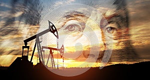 Oil price cap concept. Petroleum, petrodollar and crude oil concept.
