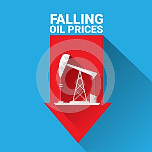 Oil price falling down graph illustration. vector