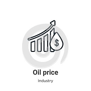 Oil price outline vector icon. Thin line black oil price icon, flat vector simple element illustration from editable industry
