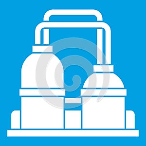 Oil processing factory icon white