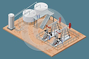 Oil Production Facilities Isometric Poster