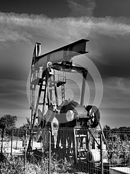 Oil pump - dramatic black & white tone