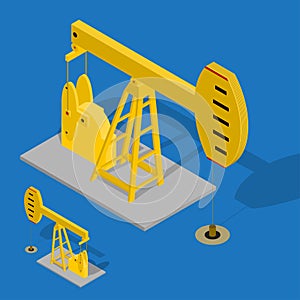 Oil Pump Energy Industrial on a Blue Background. Vector