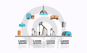 Oil pump icon infographics template extraction production transportation oil industry equipment fossil fuels production