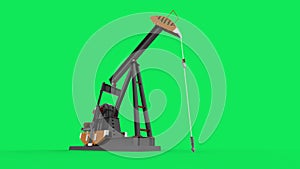 Oil pump jack against a green background, movement is looping