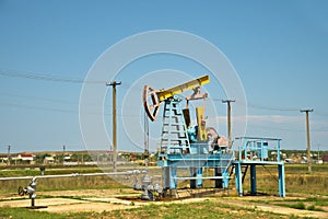 Oil pump jack in operation.