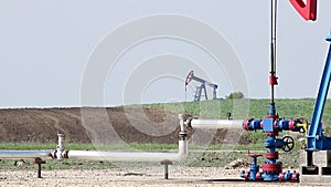 Oil pump jack and pipeline