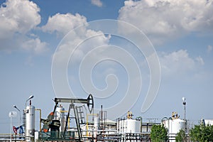 Oil pump jack and refinery