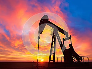 Oil Pump Jack at Sunset
