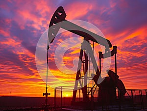 Oil Pump Jack at Sunset