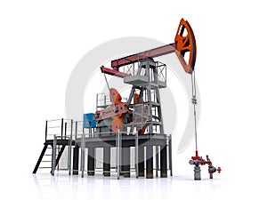 Oil pump-jack on a white background