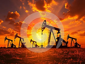 Oil Pump Jacks at Sunset