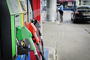 Oil pump nozzles Gas stations photo