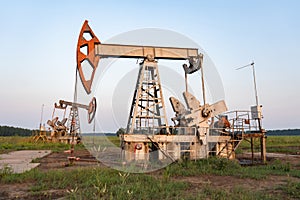 Oil pump at an oil field in Russia