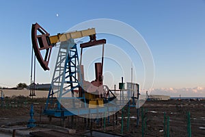 Oil pump. Oil industry equipment. Oil wel in Baku, Azerbaijan