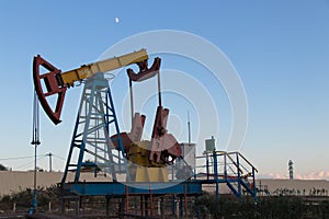 Oil pump. Oil industry equipment. Oil wel in Baku, Azerbaijan