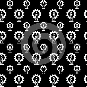 Oil pump or oil rig icon isolated seamless pattern on black background