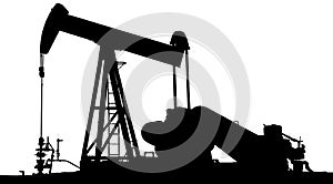 Oil pump silhouette black and white.