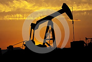 Oil pump at sunset