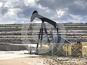 Oil pumping equipment. Ayoluengo petroleum field. Burgos, Spain.