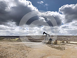 Oil pumping equipment. Ayoluengo petroleum field. Burgos, Spain.