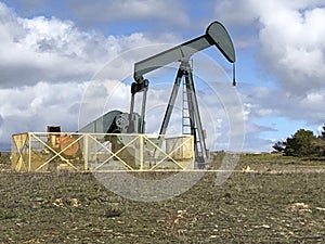 Oil pumping equipment. Ayoluengo petroleum field. Burgos, Spain.